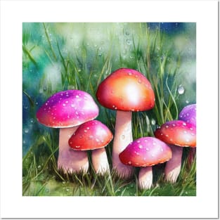 Pink and Orange Mushrooms Posters and Art